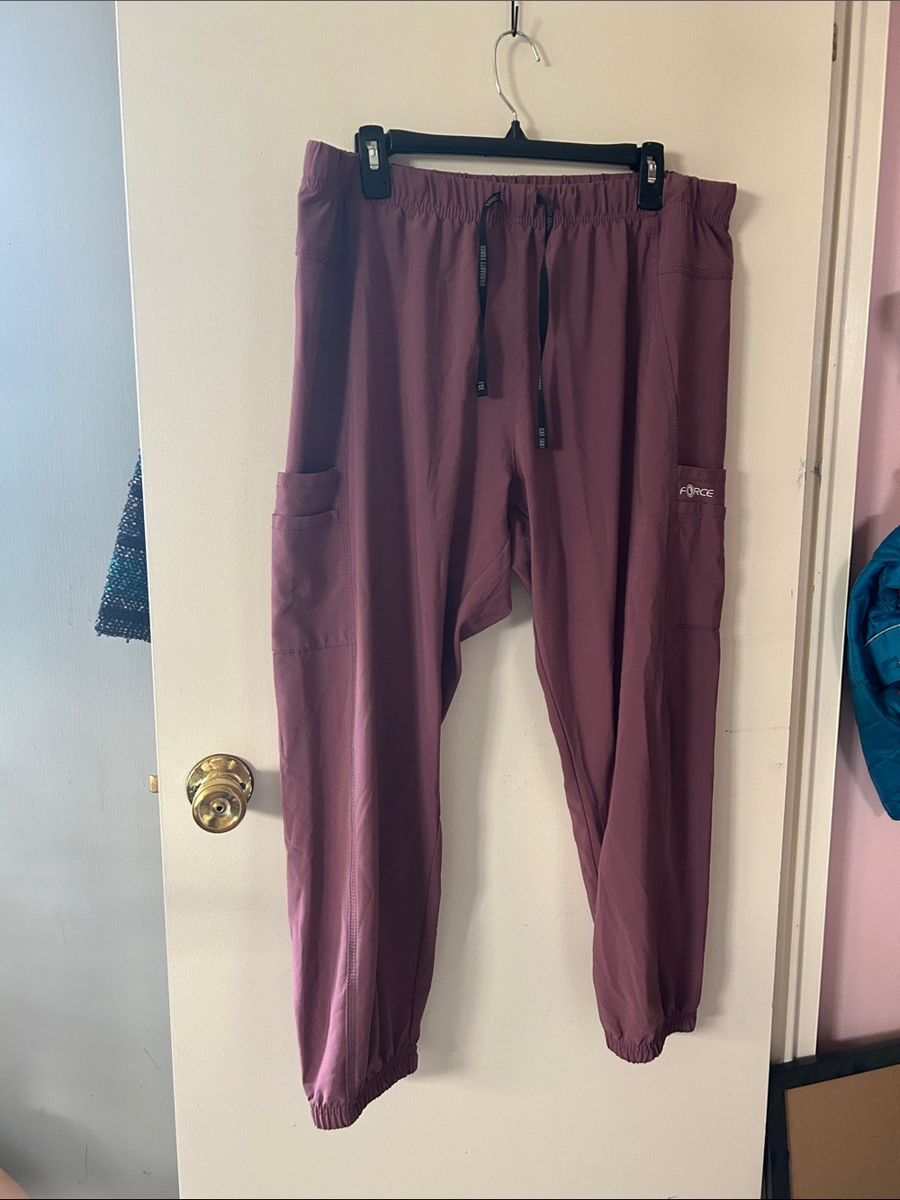 Carhart plum colored jogger scrub pants